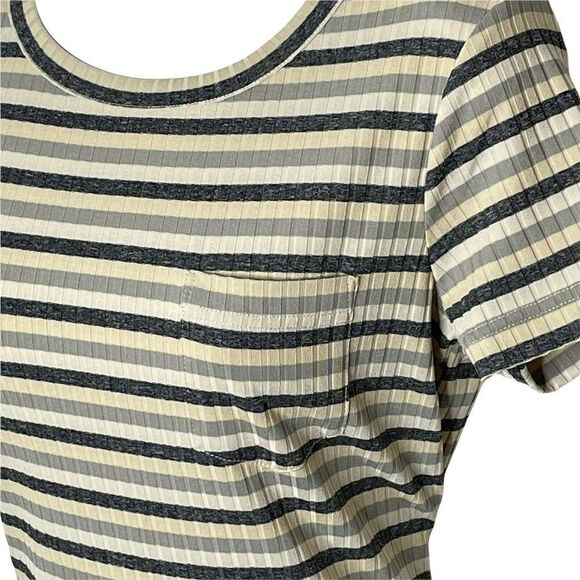 rebecca Minkoff Stripe Mary Waist Tie Dress XS Pullover Stretch Ribbed Pocket - Picture 6 of 11